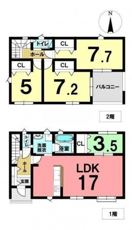 出雲市小山町、新築一戸建ての間取り画像です