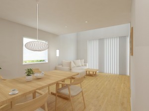 米子市新開、新築一戸建ての居間画像です