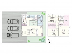 松江市浜乃木、新築一戸建ての間取り画像です