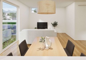 松江市浜乃木、新築一戸建ての居間画像です