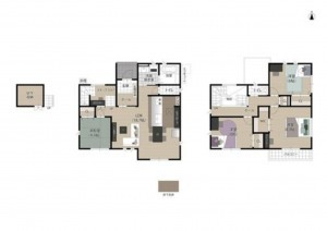 出雲市斐川町上直江、新築一戸建ての間取り画像です