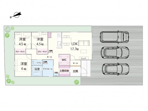 松江市浜佐田町、新築一戸建ての間取り画像です