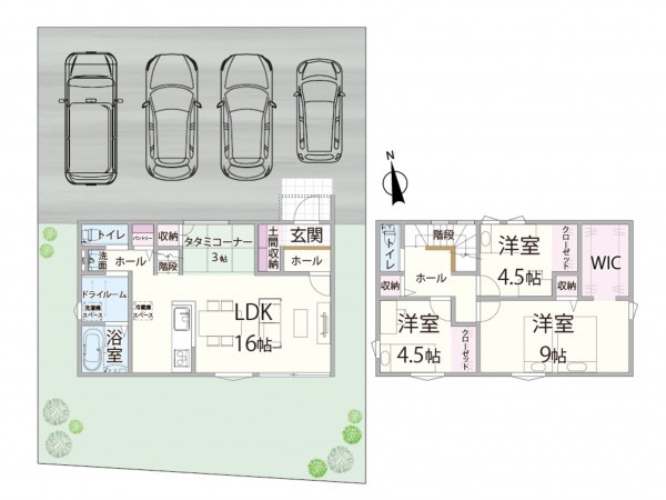 松江市浜佐田町、新築一戸建ての間取り画像です