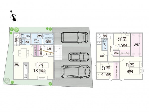 鳥取市古市、新築一戸建ての間取り画像です