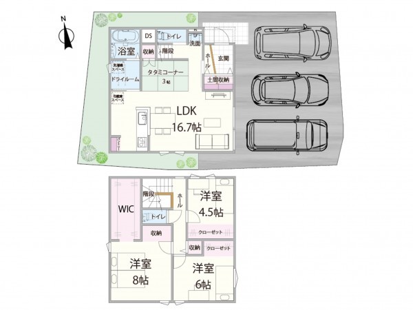 鳥取市古市、新築一戸建ての間取り画像です