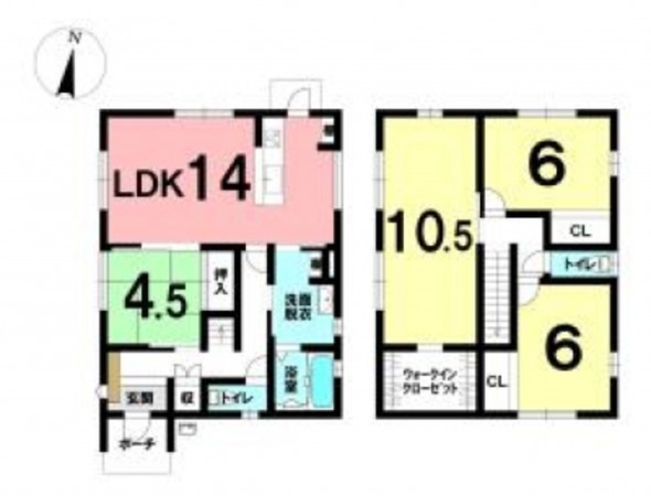 境港市中野町、新築一戸建ての間取り画像です
