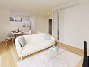 米子市旗ヶ崎、新築一戸建ての居間画像です