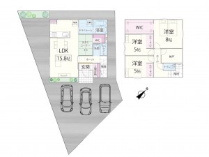 米子市旗ヶ崎、新築一戸建ての間取り画像です