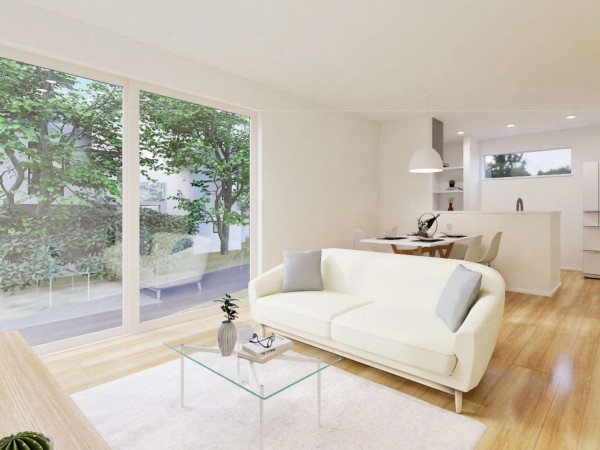 米子市旗ヶ崎、新築一戸建ての居間画像です