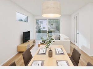 米子市旗ヶ崎、新築一戸建ての居間画像です