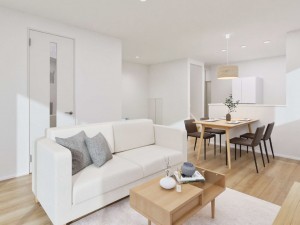 米子市旗ヶ崎、新築一戸建ての居間画像です