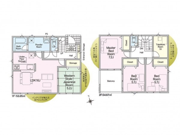 出雲市大津町、新築一戸建ての間取り画像です