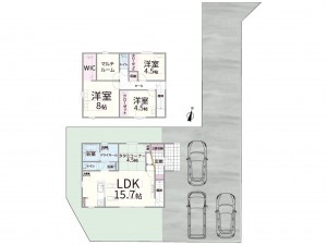 松江市西川津町、新築一戸建ての間取り画像です