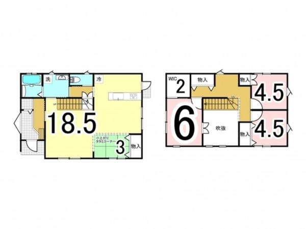 松江市玉湯町玉造、中古一戸建ての間取り画像です