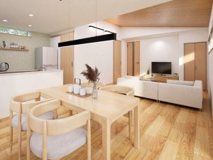 倉吉市、新築一戸建ての居間画像です
