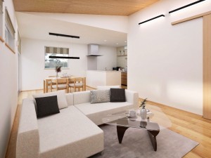 倉吉市、新築一戸建ての居間画像です