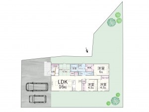 境港市上道町、新築一戸建ての間取り画像です
