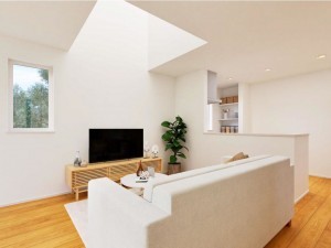 鳥取市卯垣、新築一戸建ての居間画像です