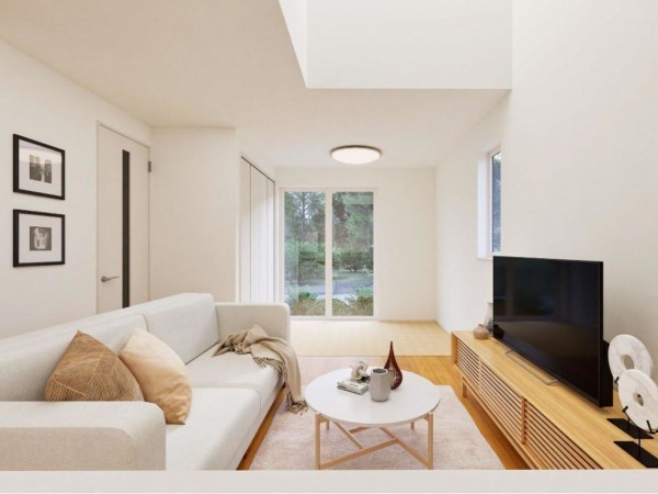 鳥取市卯垣、新築一戸建ての居間画像です