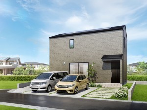 米子市旗ヶ崎、新築一戸建ての外観画像です