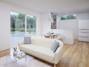 米子市旗ヶ崎、新築一戸建ての居間画像です