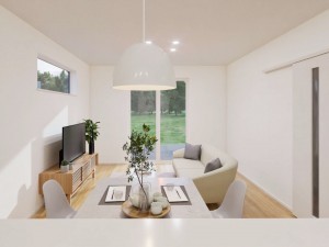 米子市旗ヶ崎、新築一戸建ての居間画像です