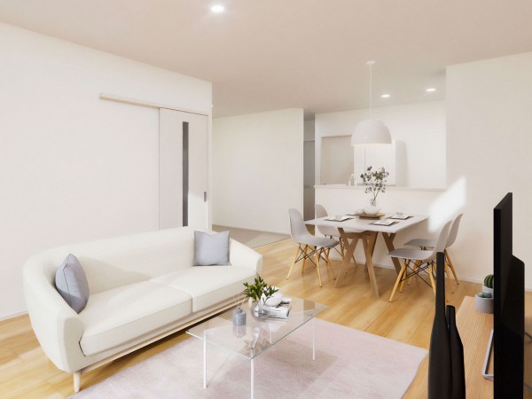 米子市旗ヶ崎、新築一戸建ての居間画像です