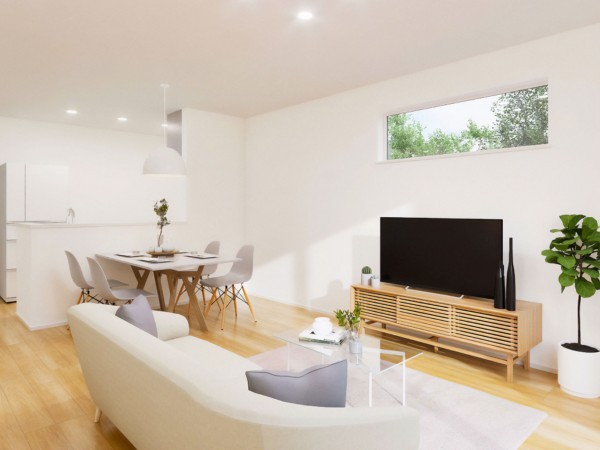 米子市旗ヶ崎、新築一戸建ての居間画像です