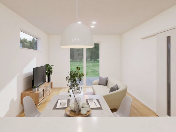 米子市旗ヶ崎、新築一戸建ての居間画像です