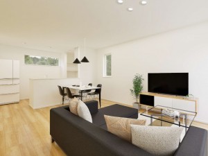 米子市東福原、新築一戸建ての居間画像です