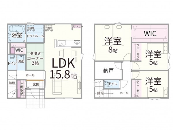 米子市東福原、新築一戸建ての間取り画像です