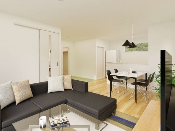 米子市東福原、新築一戸建ての居間画像です