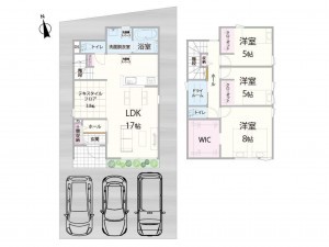 出雲市小山町、新築一戸建ての間取り画像です