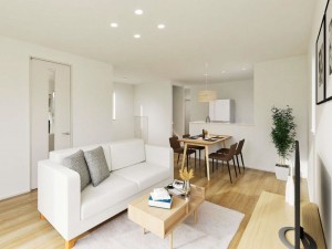 出雲市小山町、新築一戸建ての居間画像です