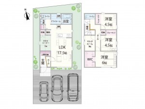 出雲市小山町、新築一戸建ての間取り画像です