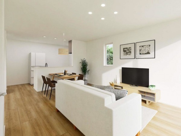 出雲市小山町、新築一戸建ての居間画像です