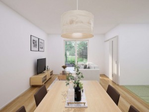 出雲市小山町、新築一戸建ての居間画像です