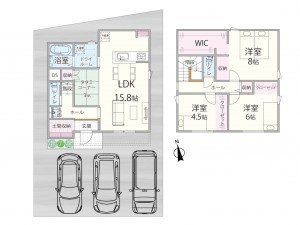 出雲市小山町、新築一戸建ての間取り画像です