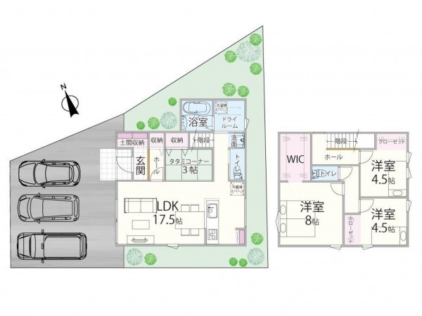 鳥取市浜坂、新築一戸建ての間取り画像です