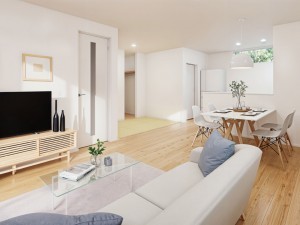 鳥取市浜坂、新築一戸建ての居間画像です