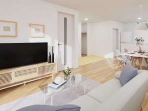 鳥取市浜坂、新築一戸建ての居間画像です