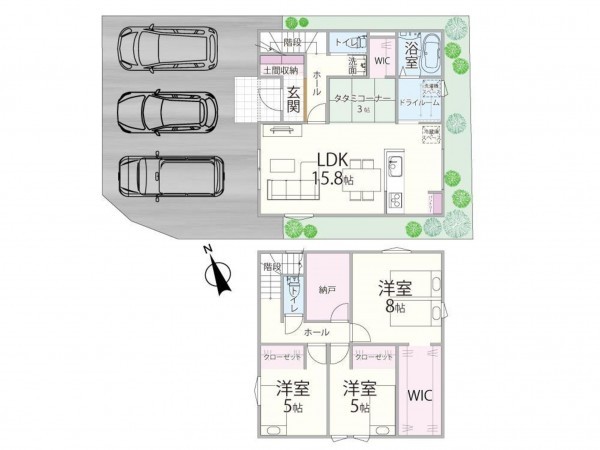鳥取市浜坂、新築一戸建ての間取り画像です