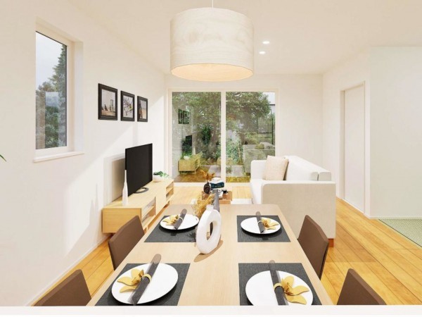 出雲市大津町、新築一戸建ての居間画像です