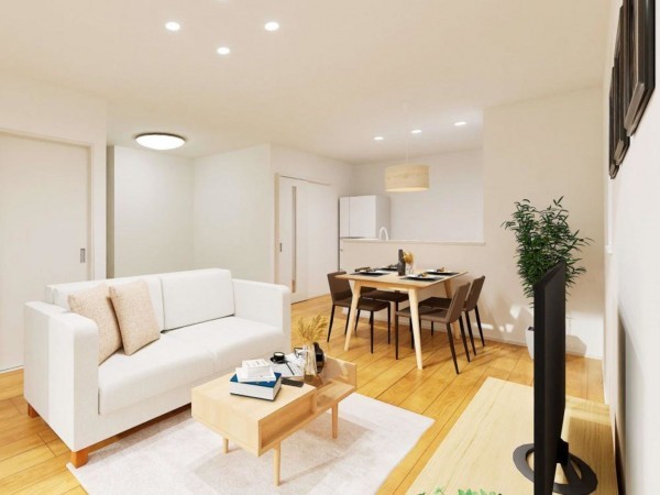 出雲市大津町、新築一戸建ての居間画像です