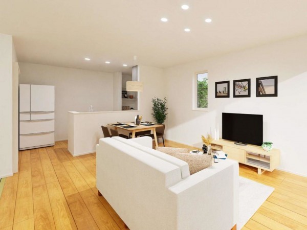 出雲市大津町、新築一戸建ての居間画像です