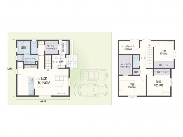 松江市東津田町、土地の建築プラン例画像です