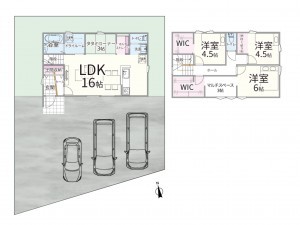 境港市上道町、新築一戸建ての間取り画像です
