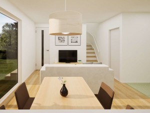 境港市上道町、新築一戸建ての居間画像です