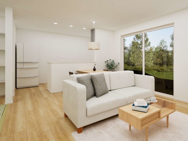 境港市上道町、新築一戸建ての居間画像です