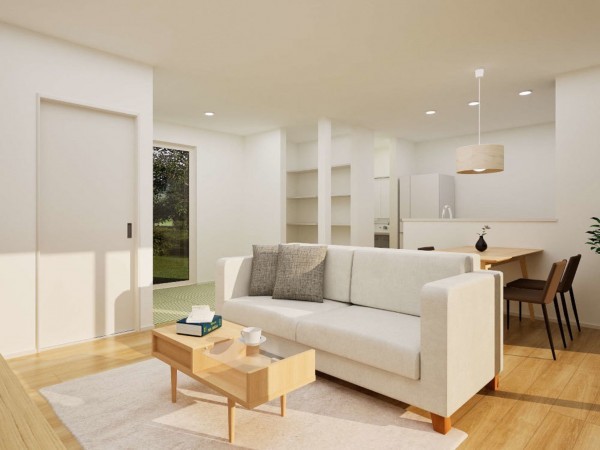 境港市上道町、新築一戸建ての居間画像です